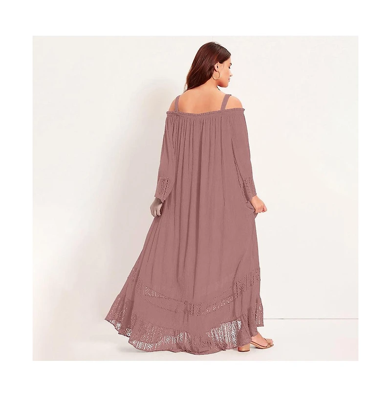 June + Vie Women's Off-The-Shoulder Maxi Dress