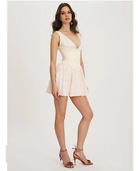 Miss Circle Women's Zahara Off White Jacquard Drop Waist Mini Dress