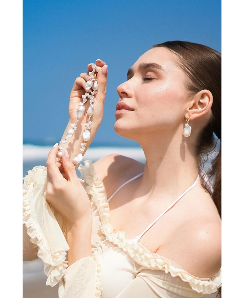 Classicharms Natasha Freshwater Petal & Baroque Pearl Beaded Necklace