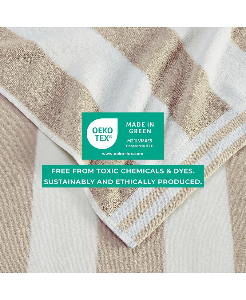 Linery & Co. 100% Cotton Velour Cabana Stripe Beach Towel, 4 Pack - 30" x 60"