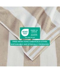 Linery & Co. 100% Cotton Velour Cabana Stripe Beach Towel, 4 Pack - 30" x 60"