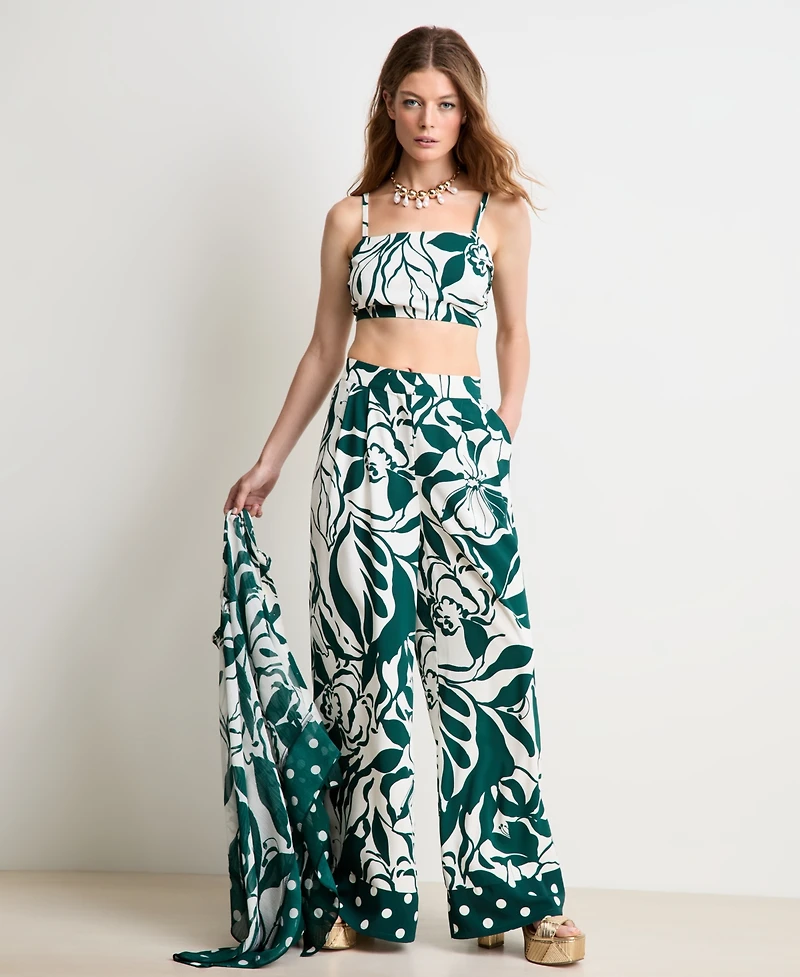 Women's Vine-Print Wide-Leg Pants, Macy's Exclusive - On 34th | Alix Friedberg Capsule Collection