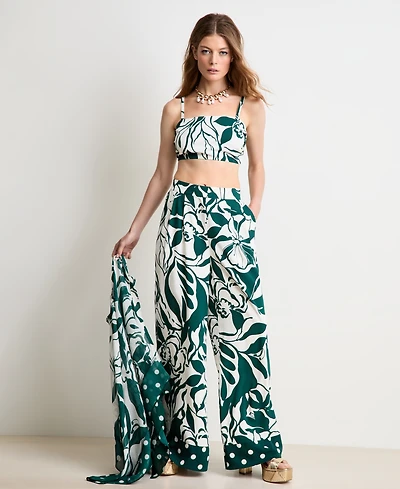 Women's Vine-Print Wide-Leg Pants, Macy's Exclusive - On 34th | Alix Friedberg Capsule Collection