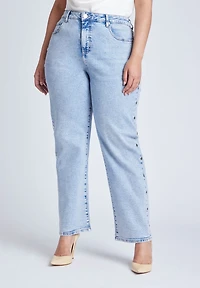 Eloquii Women's Straight Leg Jean With Studs