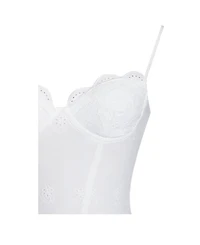 Miss Circle Women's Oberon White Cotton Eyelet Lace-Up Back Maxi Dress