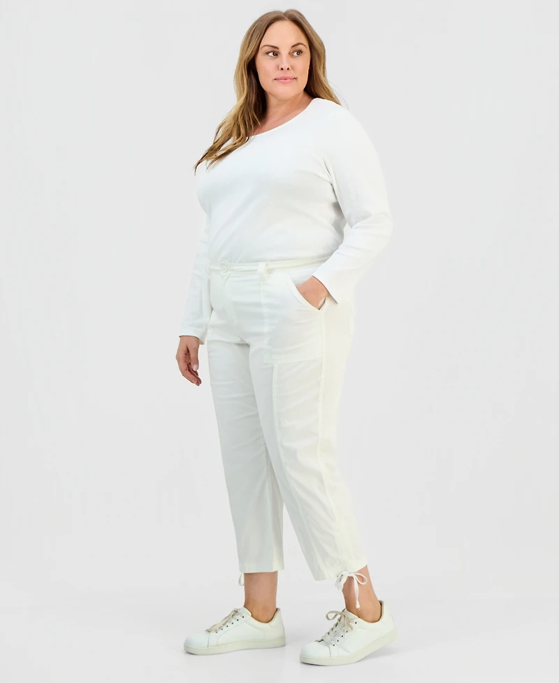 Style & Co Plus Tie-Hem Cropped Utility Pants, Exclusively at Macy's