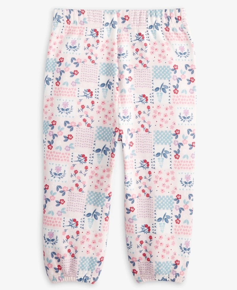 First Impressions Baby Girls Patchwork Floral-Print Fleece Pants, Exclusively at Macy's