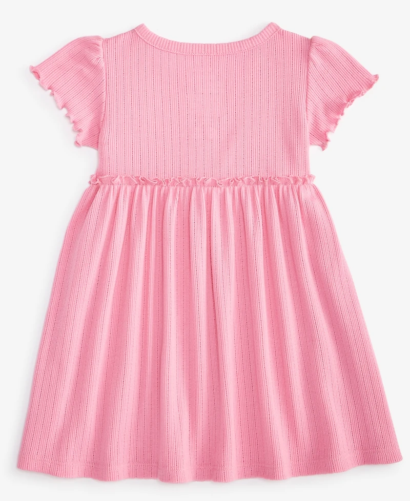 First Impressions Baby Girls Short-Sleeve Solid Pointelle Dress