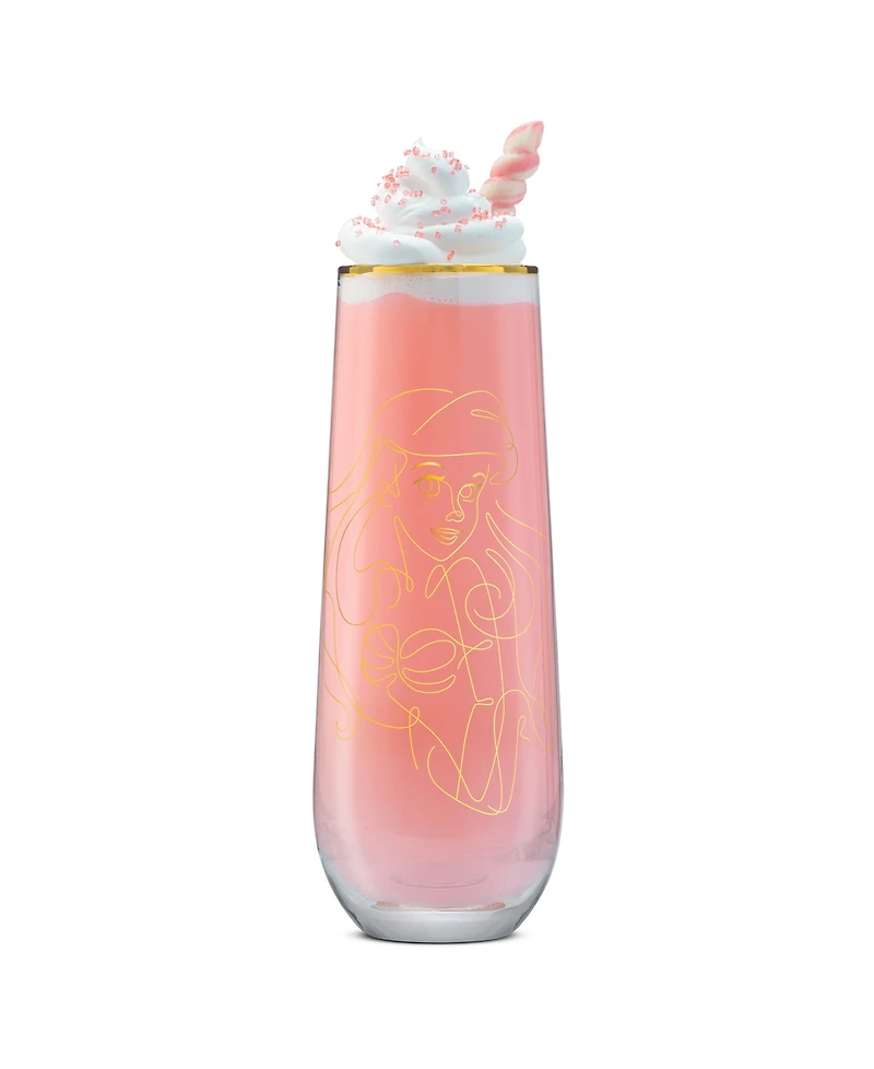 JoyJolt Princess Sketch Art Stemless Flute Glasses, Set of 6