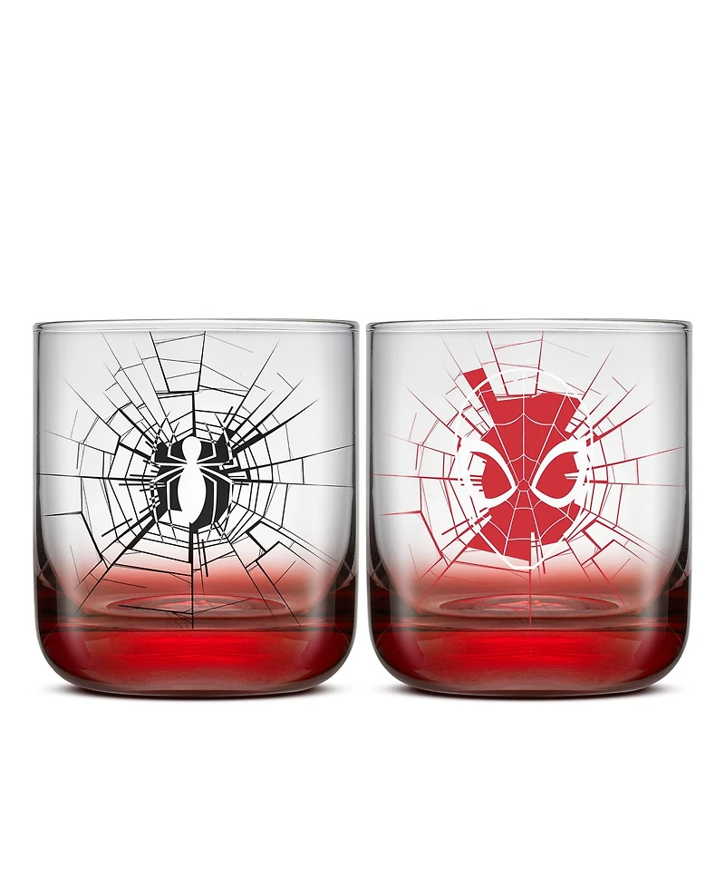 JoyJolt Spider-Man Webbed Hero Short Glasses, Set of 2