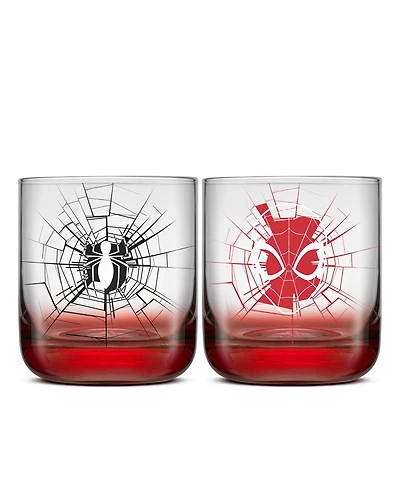 JoyJolt Spider-Man Webbed Hero Short Glasses, Set of 2