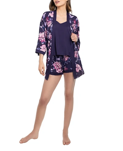 Linea Donatella Women's Jazlyn Knit 3Pcs Travel and Sleep Pajama Set
