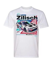 Jr Motorsports Official Team Apparel Men's White Connor Zilisch WeatherTech Car T-Shirt