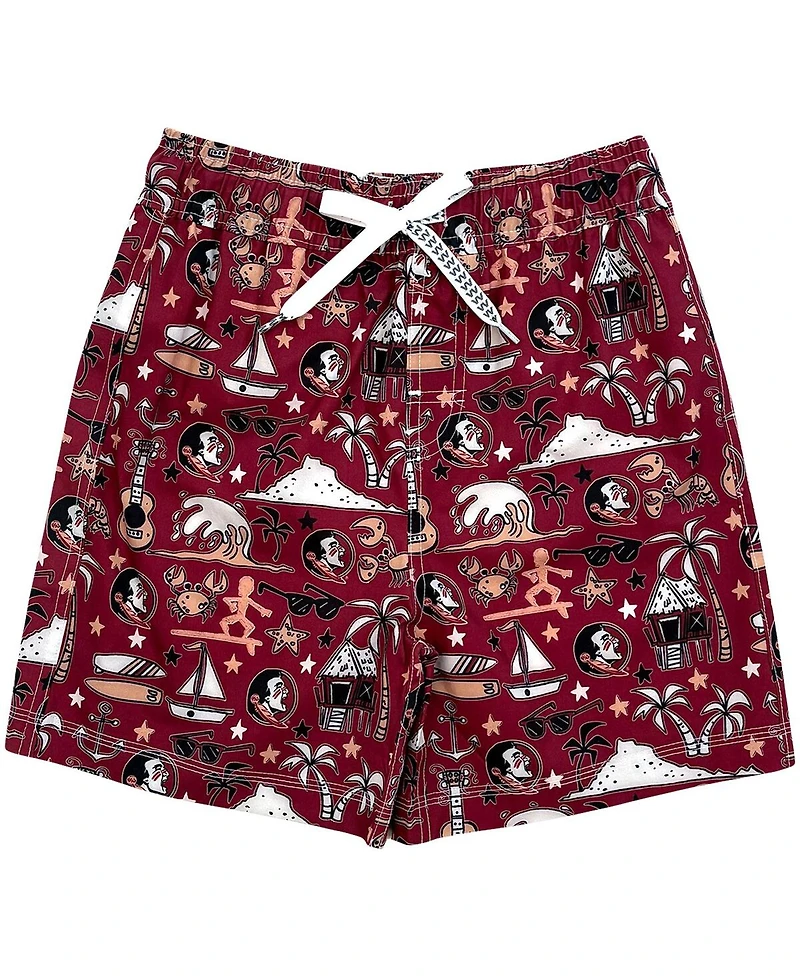 Wes & Willy Big Boys and Girls Garnet Florida State Seminoles Luau Swim Trunks