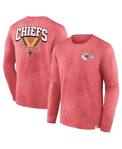 Fanatics Men's Heather Red Kansas City Chiefs Heritage Snow Wash Long Sleeve T-Shirt