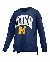 Pressbox Women's Navy Michigan Wolverines Pocketed Arch Pullover Sweatshirt