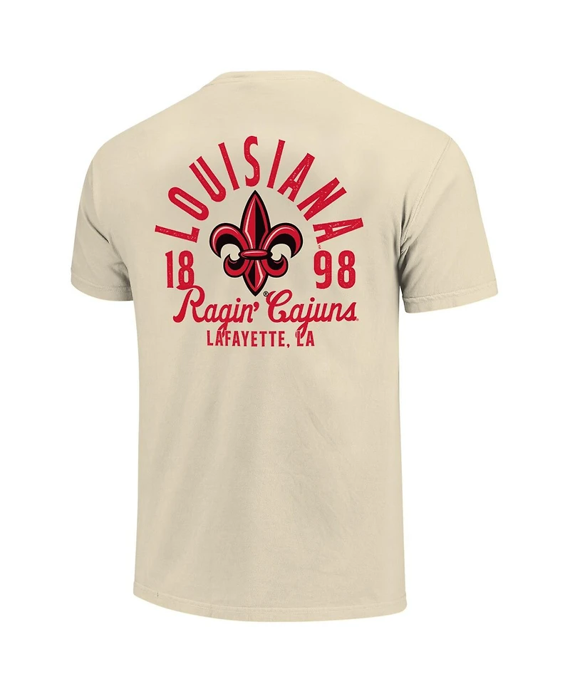 Image One Men's Cream Louisiana Ragin' Cajuns Comfort Colors Mascot Overlay T-Shirt