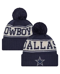 New Era Men's Navy Dallas Cowboys Retro Cuffed with Pom Knit Hat