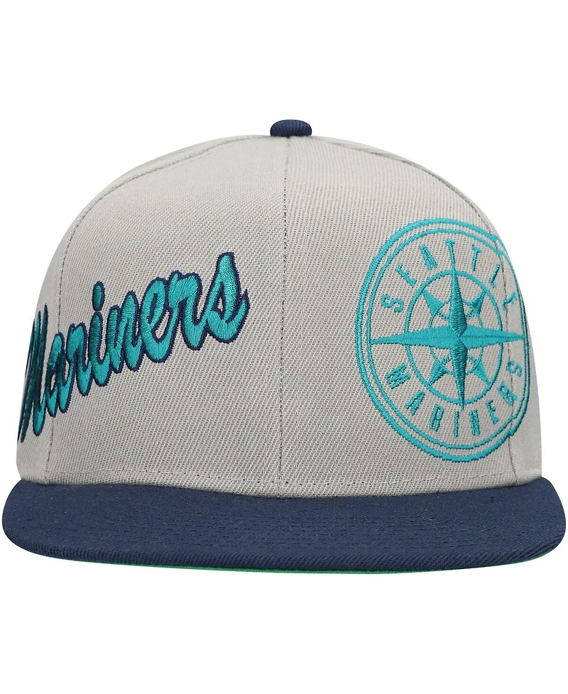 Mitchell & Ness Men's Gray Seattle Mariners Knock Out Panel Snapback Hat