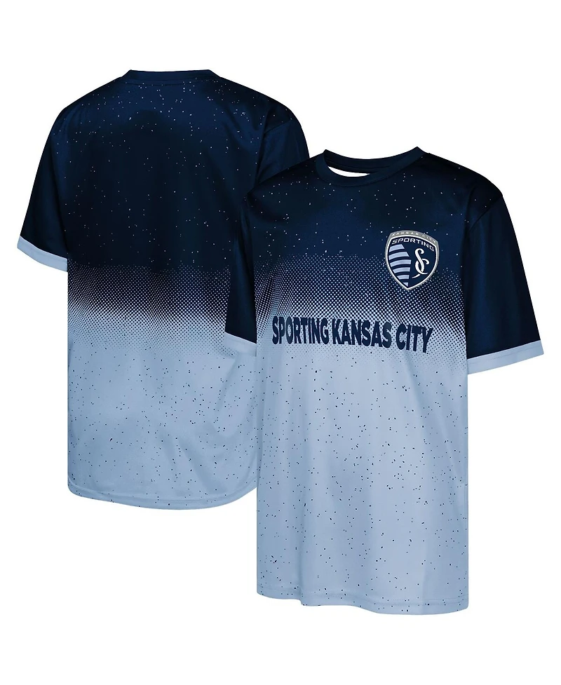 Outerstuff Big Boys and Girls Navy Sporting Kansas City Stalwart Defender T-Shirt