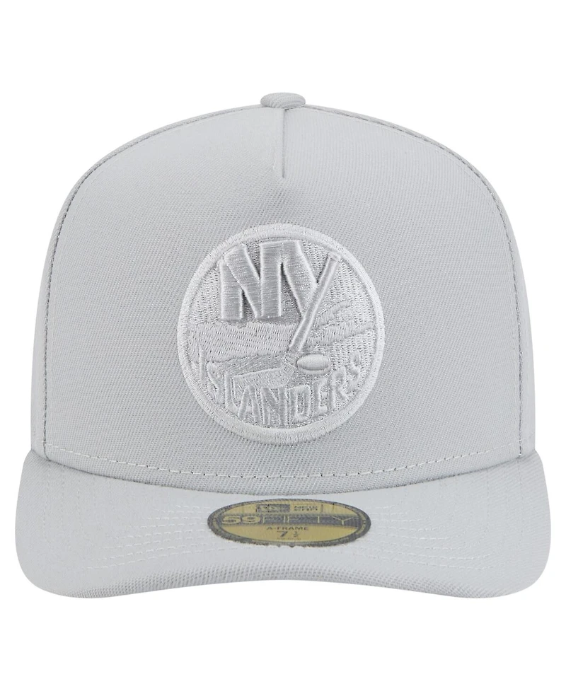 New Era Men's Gray York Islanders Color Pack A-Frame 59FIFTY Fitted Hat