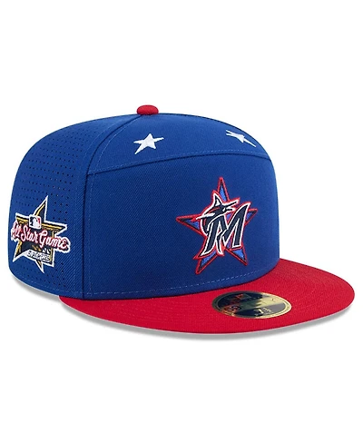 New Era Men's Blue/Red Miami Marlins 2025 Mlb All-Star Game Workout Side Patch 59FIFTY Fitted Hat
