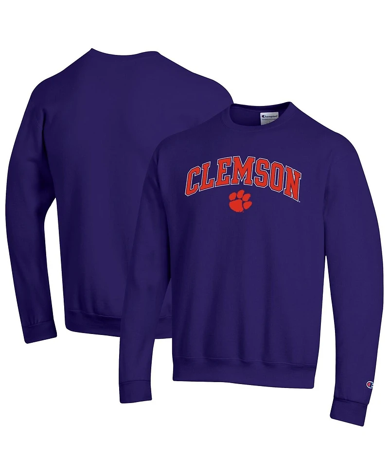 Champion Men's Purple Clemson Tigers Arch Over Logo Pullover Sweatshirt