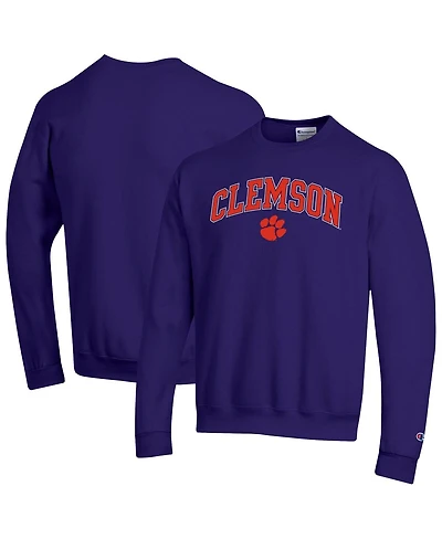 Champion Men's Purple Clemson Tigers Arch Over Logo Pullover Sweatshirt