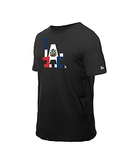 New Era Men's Black Los Angeles Dodgers Dominican Republic Flag Logo T-Shirt