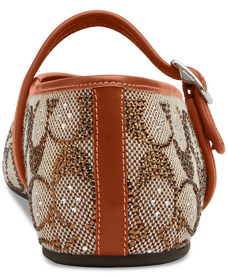 Coach Women's Sculpted C Crystal Signature Jacquard Soft Mary Jane Flats