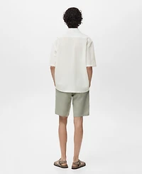 Mango Men's Wrinkled-Effect Pinstripe Shirt