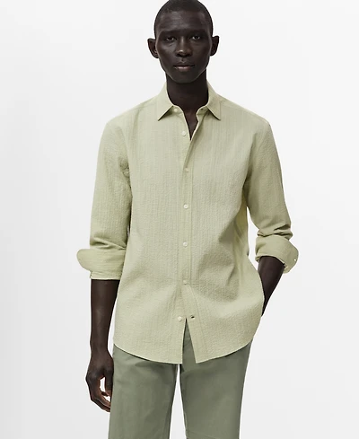 Mango Men's Regular-Fit Stripe-Textured Shirt
