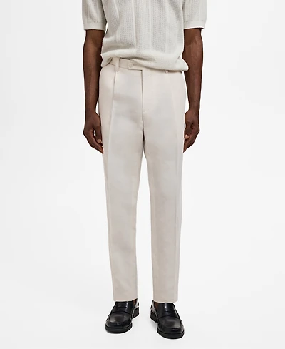 Mango Men's Pleated Linen Lyocell Pants