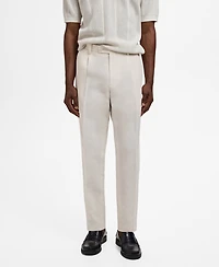 Mango Men's Pleated Linen Lyocell Pants