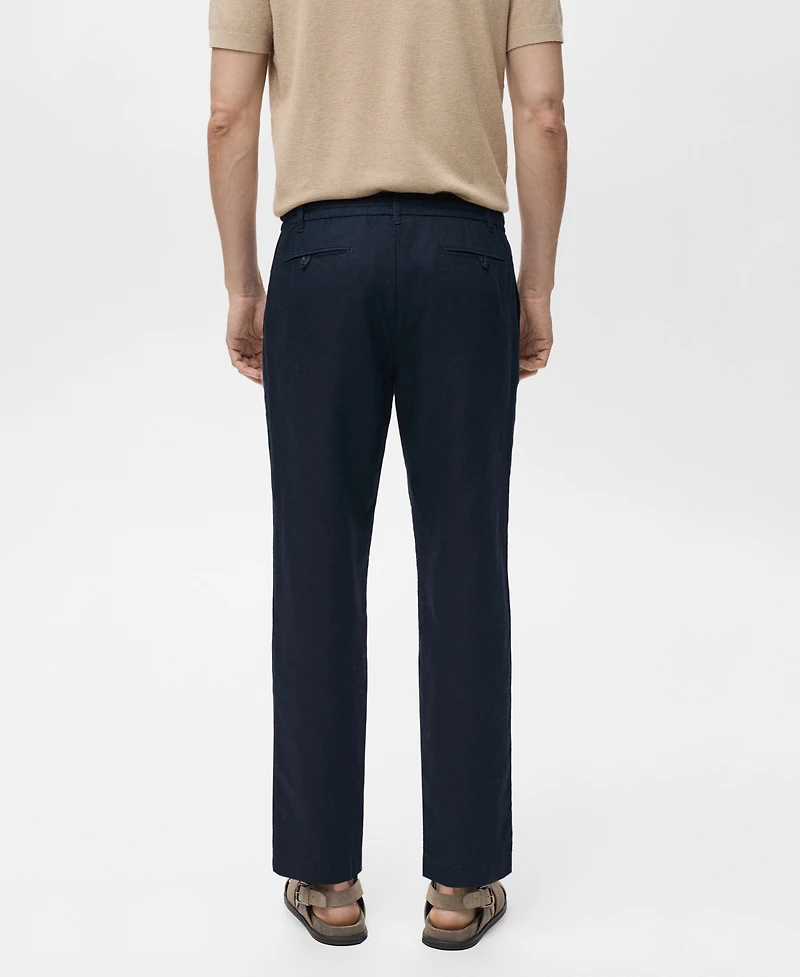 Mango Men's Slim-Fit Drawstring Linen Pants