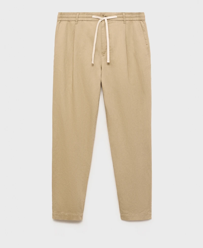 Mango Men's Slim-Fit Drawstring Linen Pants
