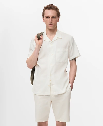 Mango Men's Regular Fit Seersucker Shirt