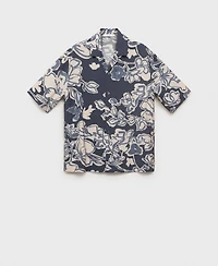 Mango Men's Wrinkled-Effect Floral Shirt