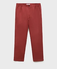 Mango Men's Elastic Waistband Linen Pants