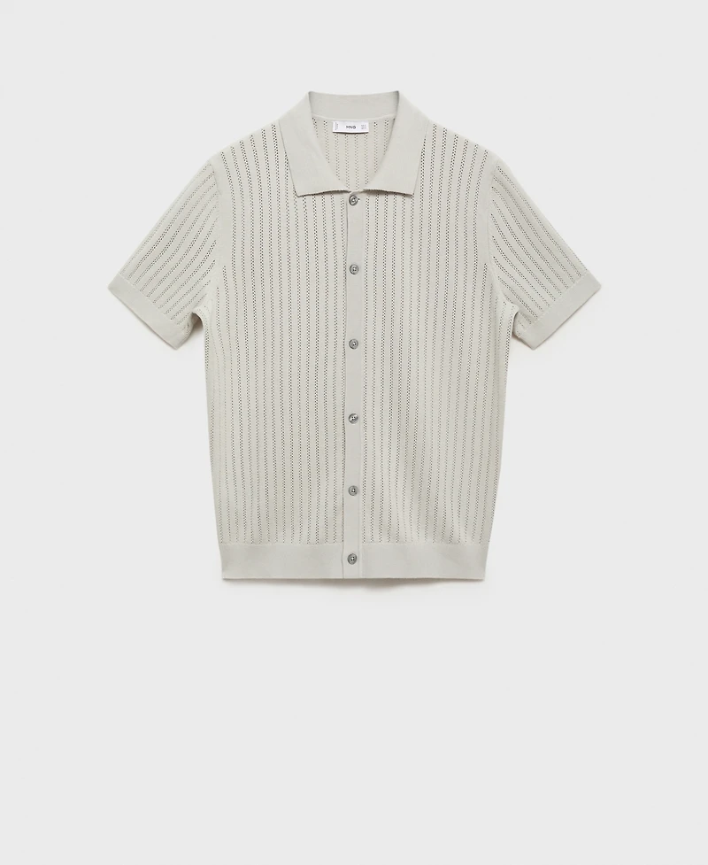 Mango Men's Openwork Detail Cotton Shirt