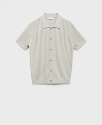 Mango Men's Openwork Detail Cotton Shirt