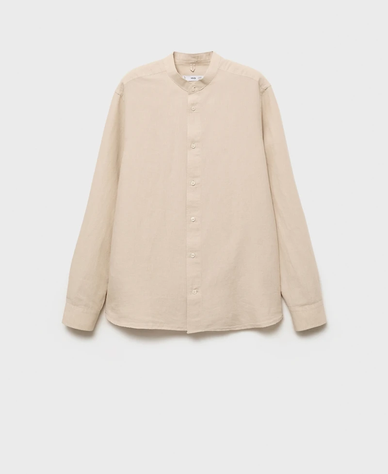 Mango Men's Mao Collar Linen Shirt