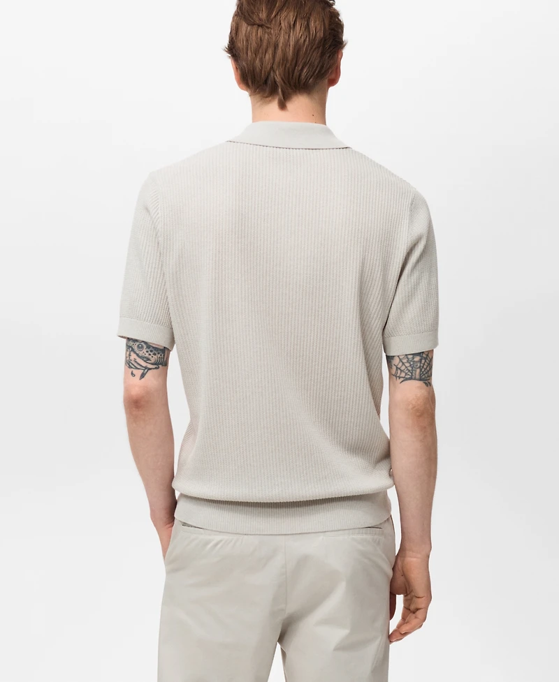 Mango Men's Ribbed Knit Polo Shirt