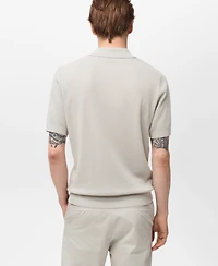 Mango Men's Ribbed Knit Polo Shirt