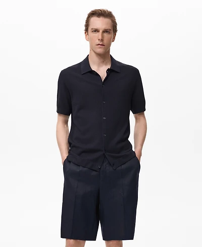 Mango Men's Rib-Knit Shirt
