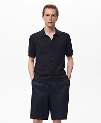 Mango Men's Rib-Knit Shirt
