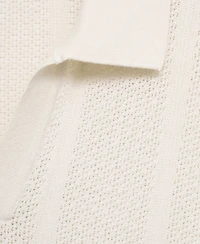 Mango Men's Openwork Knitted Cotton Polo Shirt