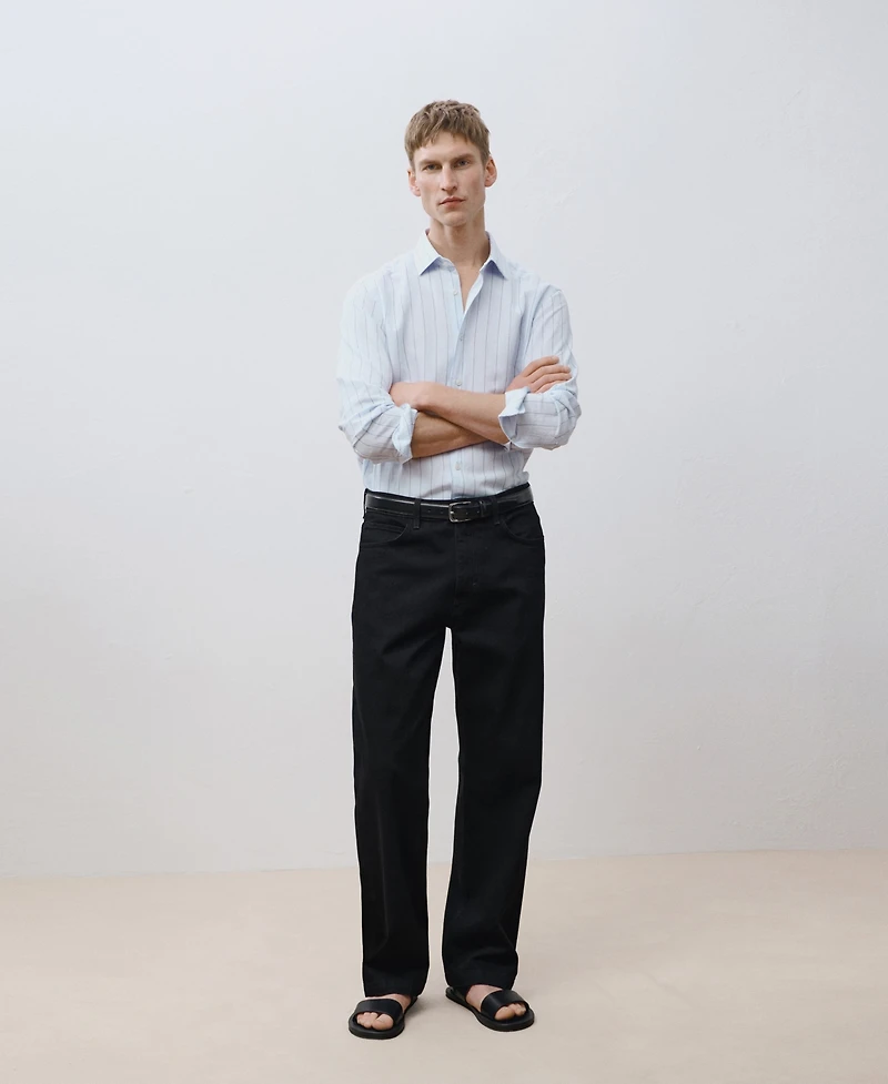 Mango Men's Linen Pinstripe Shirt