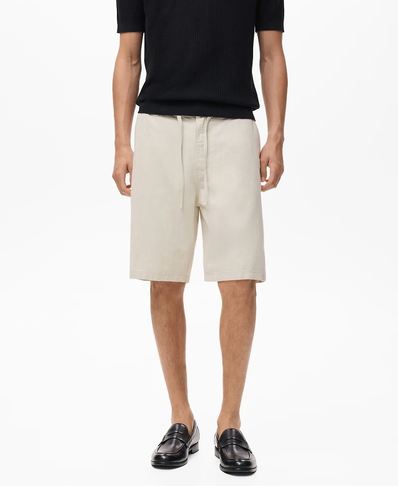 Mango Men's Linen 9.5" Bermuda Shorts