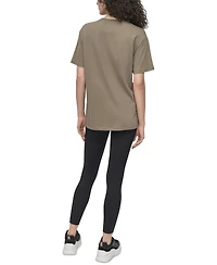 Dkny Sport Women's Varsity Satin Logo Oversized Cotton T-Shirt